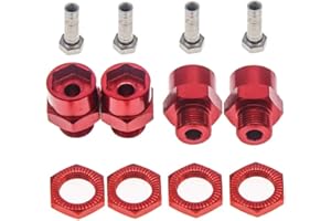 GTHELE 12mm to 17mm Wheel Hex Hub Adapter Extension Conversion for 1/10 RC Car and Upgrade 1/8 Tires Red