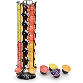 SYSYLY Coffee Pod Holder Organizer Compatible With Dolce Gusto Capsules. | Metal Coffee Capsule Holder for Counter Small Space,Stable Base,360&deg; Rotating Coffee Pod Stand,32 Pods Capacity,Black.