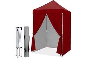 EAGLE PEAK 5x5 Instant Canopy with 4-Side Wall Panels, Small Pop up Portable Canopy Tent with Carry Bag, Light Weight Sun Shelter for Sports, Camping and Beach, Burgundy