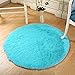 LOCHAS Luxury Round Fluffy Area Rugs for Bedroom Kids Girls Room Nursery, Super Soft Circle Rug, Cute Shaggy Carpet for Children Living Room, 4x4 Feet Blue