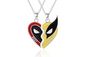 Moiegouct Best Friend Necklaces for Men Women BFF Friendship Necklaces for 2 Matching Necklace Stainless Steels Non Tarnish Half Heart Pendant Cartoon Patterns Jewelry for Friends Couples Fans Gift