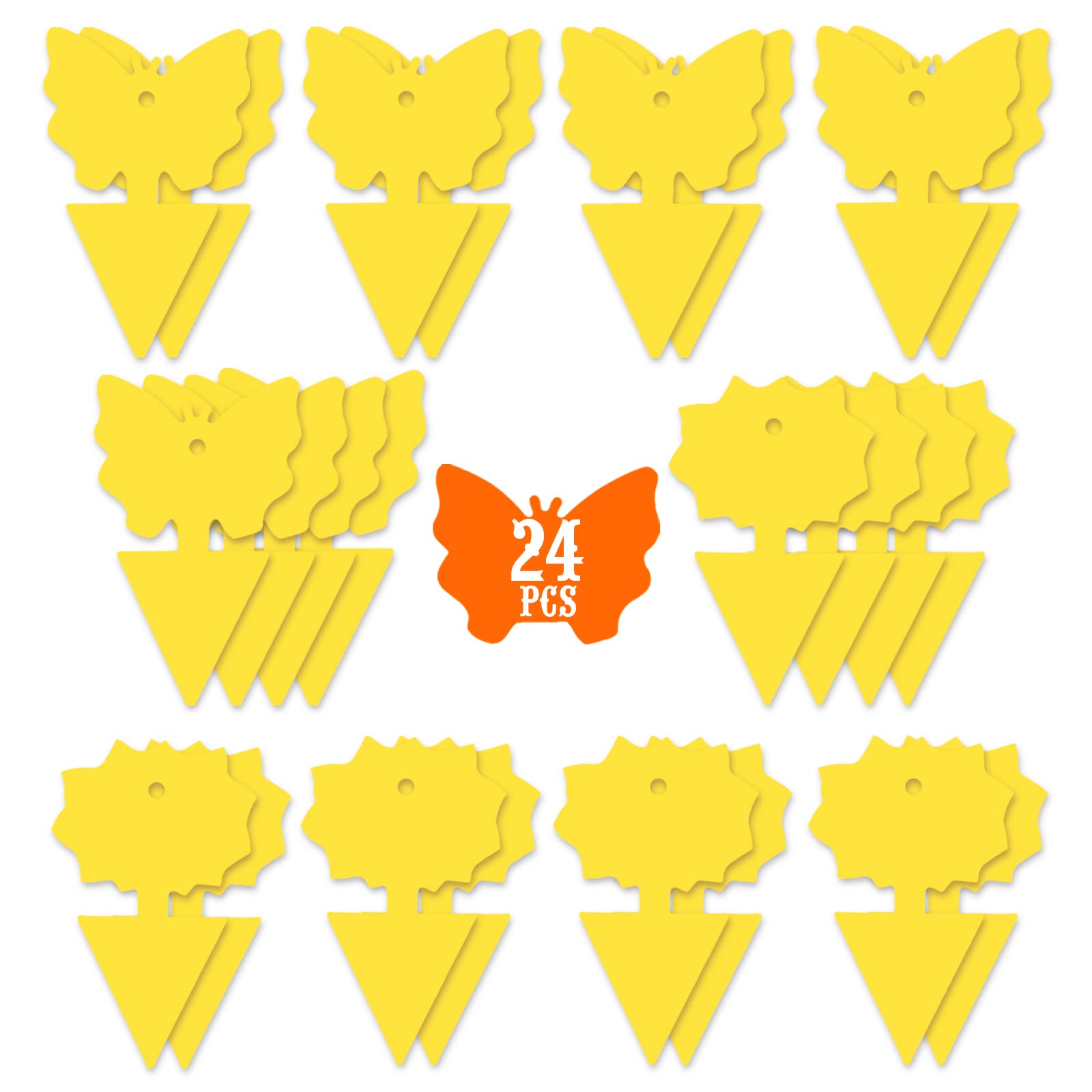 Photo 1 of 24PCS Fruit Fly Sticky Traps, Fungus Gnat Traps Insect Trap for Plants Kitchen Indoor and Outdoor?24 Light Yellow?