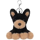 Apricot Lamb Purse Charm Doberman Puppy Dog Cute Keychain, Soft Stuffed Plush Keychain Toys Bag Charm for Kids’ Backpack, Purse