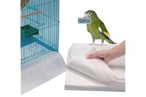Lesimnky 120 Pieces Bird Cage Liners-11'' X 17''Disposable Non-Woven Bird Cage Paper Liners Precut Absorbent Fecal Tray Cages Cushion Pad Mat Cuttable Pet Animal Cages Cushion for Parrot (White)