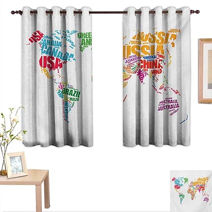 World Map Customized Curtains World Map With Names Of The