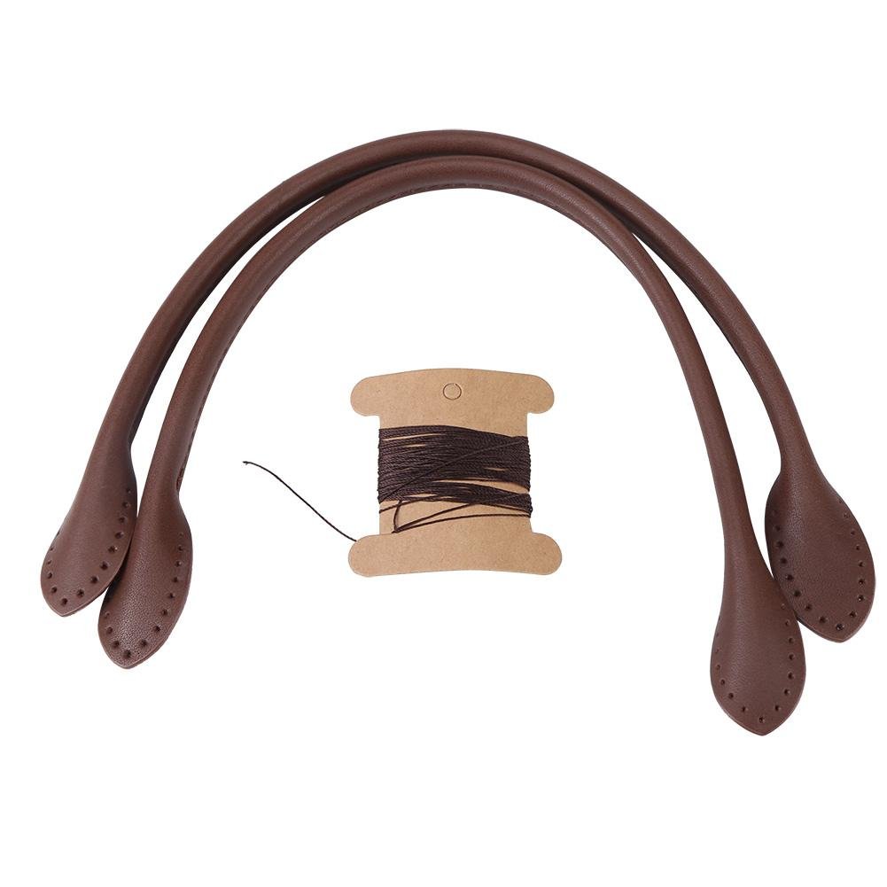 Hztyyier 2Pcs 40cm Leather Handbag Straps, Leather Purse Handles Totebag Straps Replacement Strap for DIY Hand Accessories(Brown)