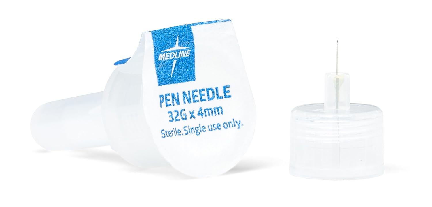 Medline - MPHPN324Z Insulin Pen Needles, 32 Gauge, 4 mm (Pack of 100), safe insulin dispensing for diabetics, compatible with multiple pen models: Industrial & Scientific