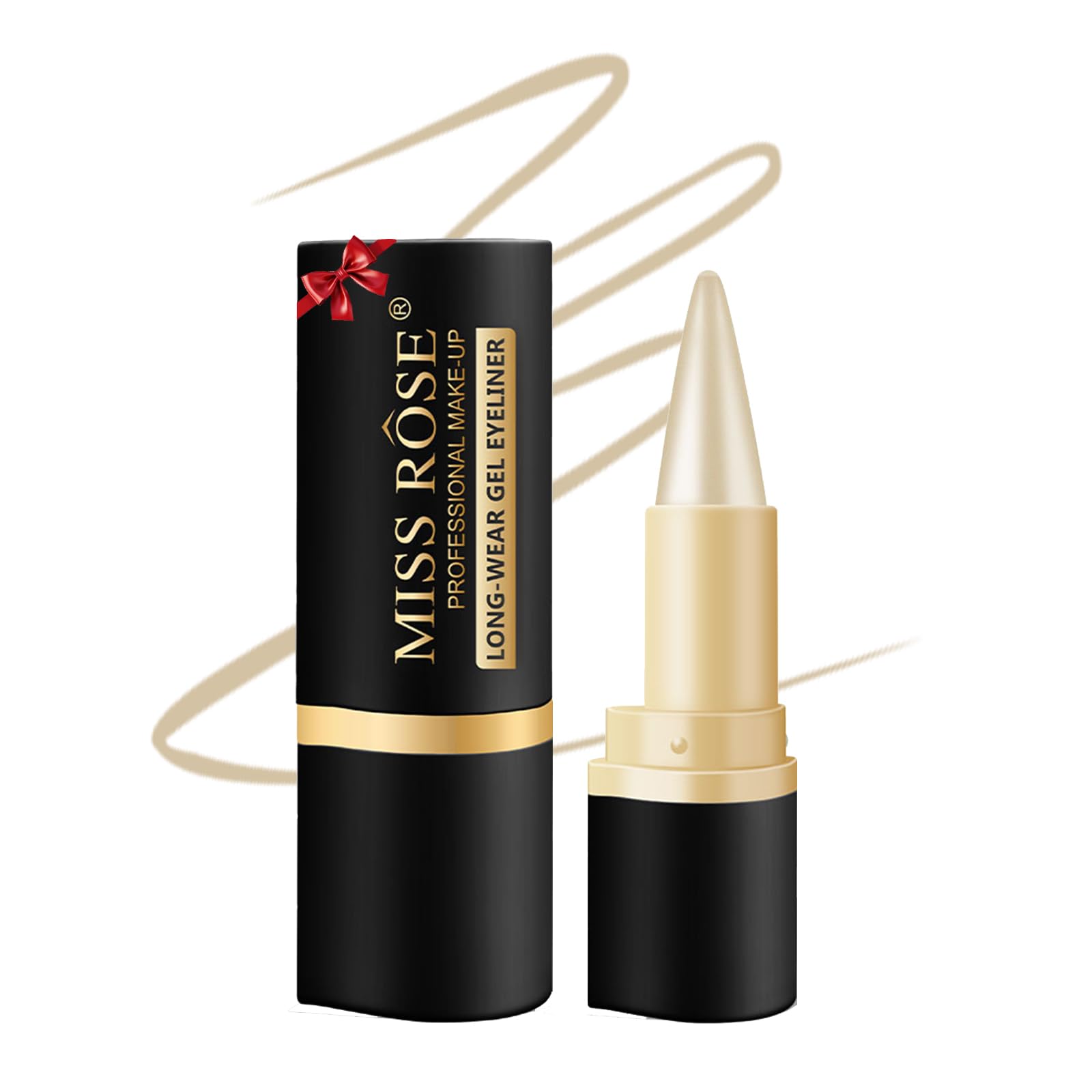 Natural Black Gel Eyeliner Cream - Waterproof Black Waterline Eyeliner Pencil, Long Lasting Smudge Proof Eye Liners Pens Makeup for Create Matte Finish Eye Look (Silver)