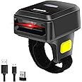 Bluetooth Ring 1D 2D QR Barcode Scanner,Wearable Wireless Finger Mini Bar Code Reader Scanner Compatible for Windows, Mac OS, Android 4.0+, iOS Support Scan QR PDF417 DataMatrix on Screen and Paper