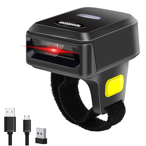 Symcode 2D Bluetooth Wireless QR Barcode Scanner,Portable Ring Wearable ...