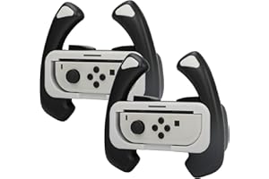 Wiilkac Steering Wheel Controller for Nintendo Switch & Switch OLED, Racing Games Removable Accessories Joy Con Controller Grip for Mario Kart, Pack of 2, Black Combo