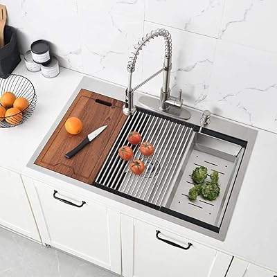 Buy 33 Kitchen Sinks Drop In Bokaiya 33x22x10 Drop In Stainless Steel Kitchen Sink Topmount Workstation Ledge 16 Gauge R10 Deep Single Bowl Drop In Kitchen Sink Online In Indonesia B07q7nc22x