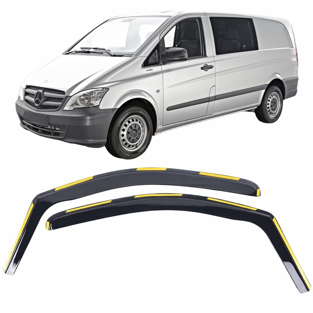 Set Of 2 Wind Deflectors For MERCEDES VIANO VITO W639 2003 2004 2005 2006 2007 2008 2009 2010 2011 2012 2013 In-Channel Acrylic Side Window Visors-Smoke Tinted Rain Guards Reflectors.