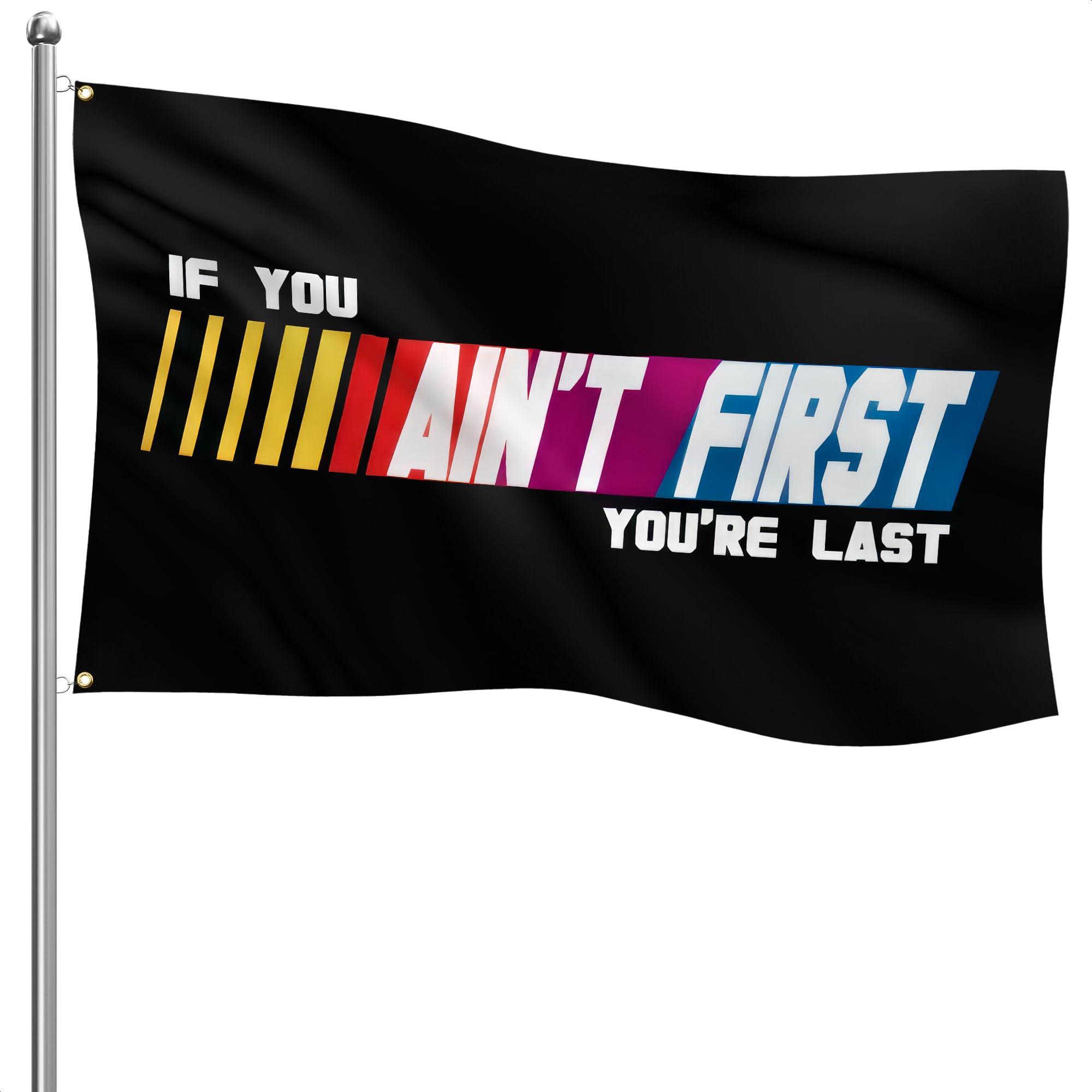 Photo 1 of Motivational Racing Flags 3x5 FT – Durable Polyester Race Flags with Bold Design, Inspired by Talladega Nights – Designed for Gym, Man Cave, Wall Decor, Office, Workout Room, or Birthday Gift Idea