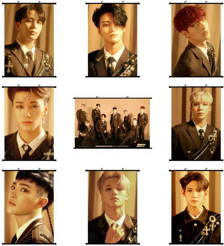 ForUBeauty Kpop ATEEZ Posters Treasure EP.FIN: All to Action Mini Scroll Poster San Wooyoung Seonghwa Yeo Sang Wall Decor Gift for Fans 20x30cm(9 pcs Set)