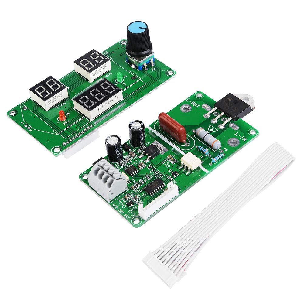 Spot Welder Controller Board AC 9-12V Spot Welder Time Control Mainboard Module Digital LCD Panel with Ribbon Cable(40A)