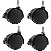 Pndbnq Swivel Caster Wheels 4 Pack 1.5 Inch Locking Casters with 6.25mm Diameter Straight-line Stem, Wheel Replacement for Plastic Furniture Drawer Carts, Boxes, Cabinets, Shelves with Reserved Holes