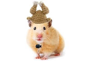 CooShou Small Animal Turkey Hat for Rabbit Hamster Guinea Pig Chinchilla Hedgehog Lizard Bearded Dragon and Other Small Pet Handmade Hamster Thanksgiving Halloween Turkey Hat Costume S