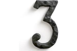 NACH House Numbers for Outside, 5.5 inch Black Address Numbers for House - Number 3 - Rustic Numbers for Outside with Mounting Hardware