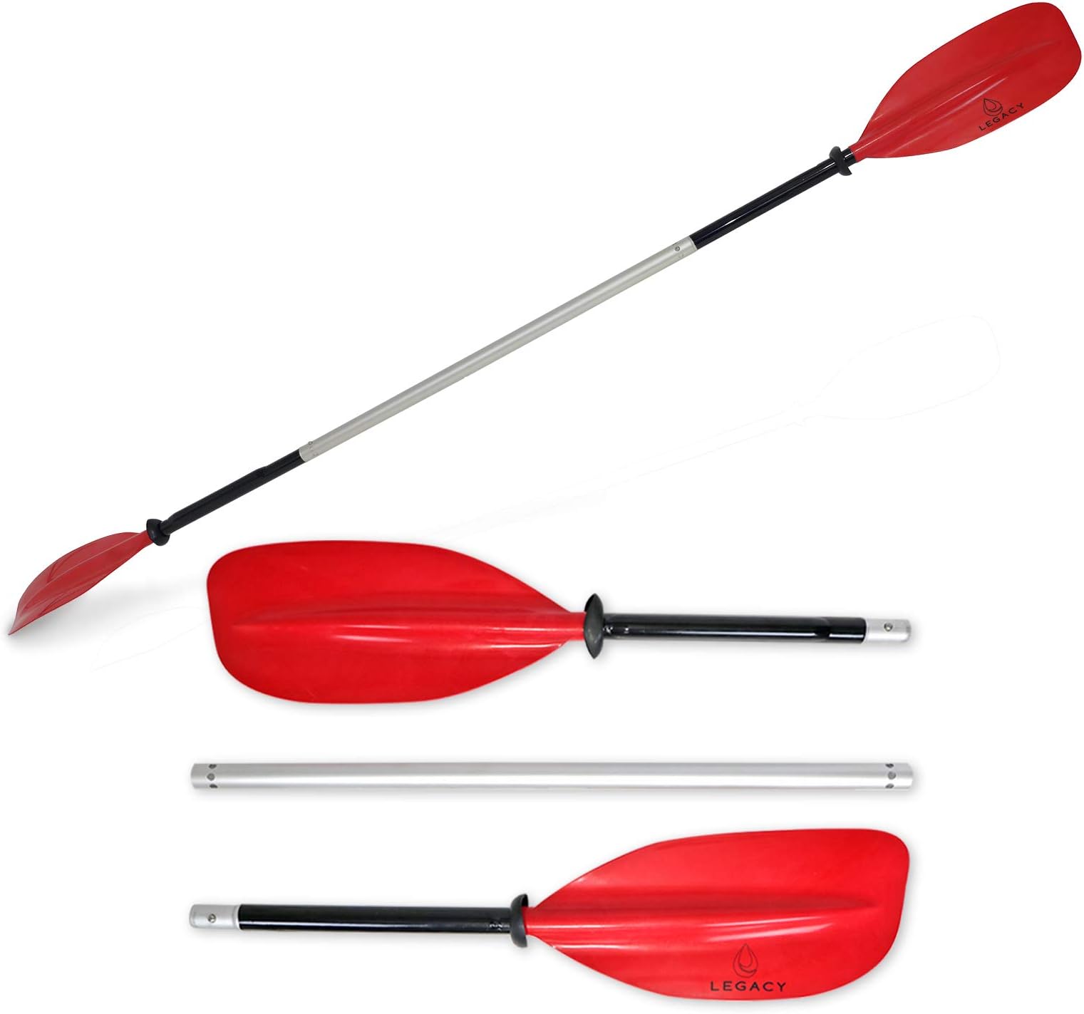 Legacy 3pc Split Aluminium Kayak Paddle Canoe Asymmetrical 220cm