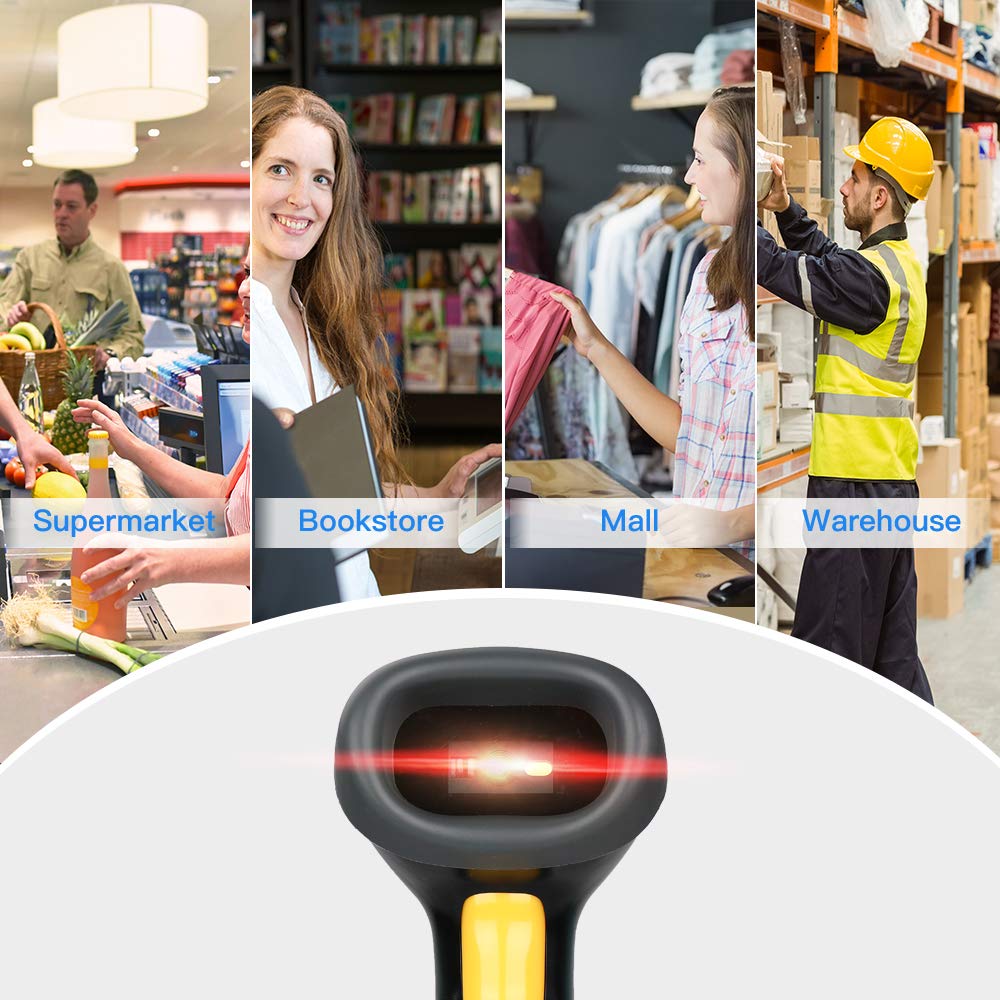 Eyoyo EYH2 Handheld USB 2D Barcode Scanner, Wired Automatic QR Code Scanner PDF417 Data Matrix Bar Code Reader with Long USB Cable for POS Mobile Payment, Convenience Store, Supermarket, Warehouse