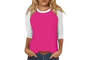 SLQDGMRYZ 3/4 Sleeve Tops for Women Raglan Contrast Crewneck Casual Shirts Three Quarter Length Loose Fit Summer Blouses