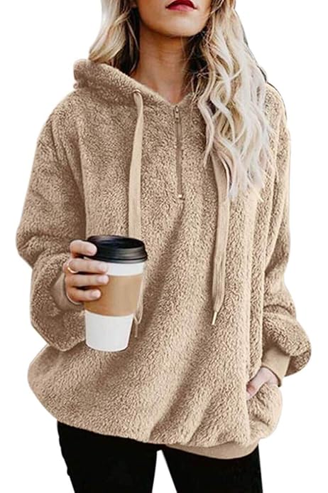 MUMUBREAL Womens Sherpa Pullover Hoodie 