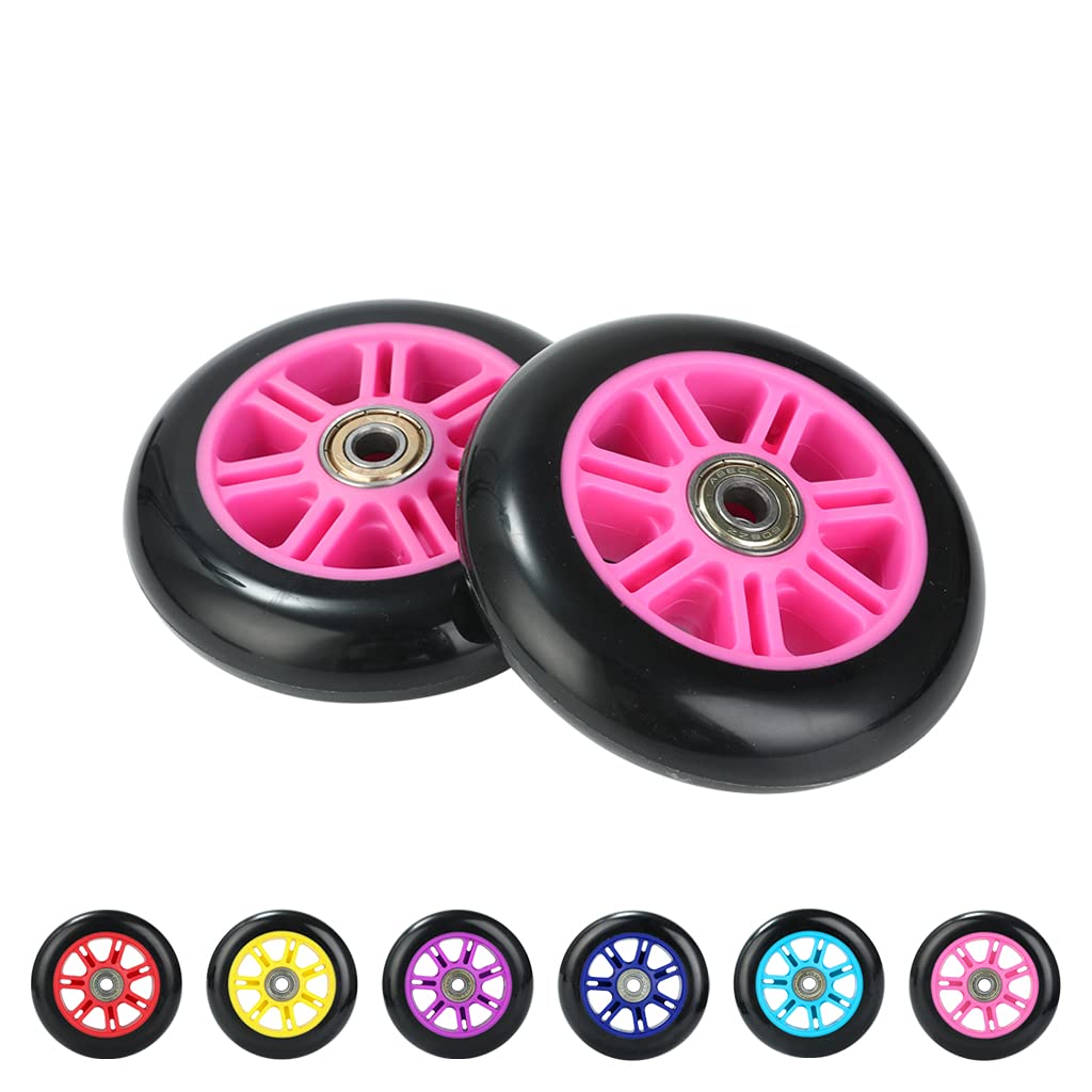 Stunt Scooter Wheels 100mm Pair - Replacement PU Suitable for most Stunt Scooters - ABEC7 Bearings - Set of 2 Wheels