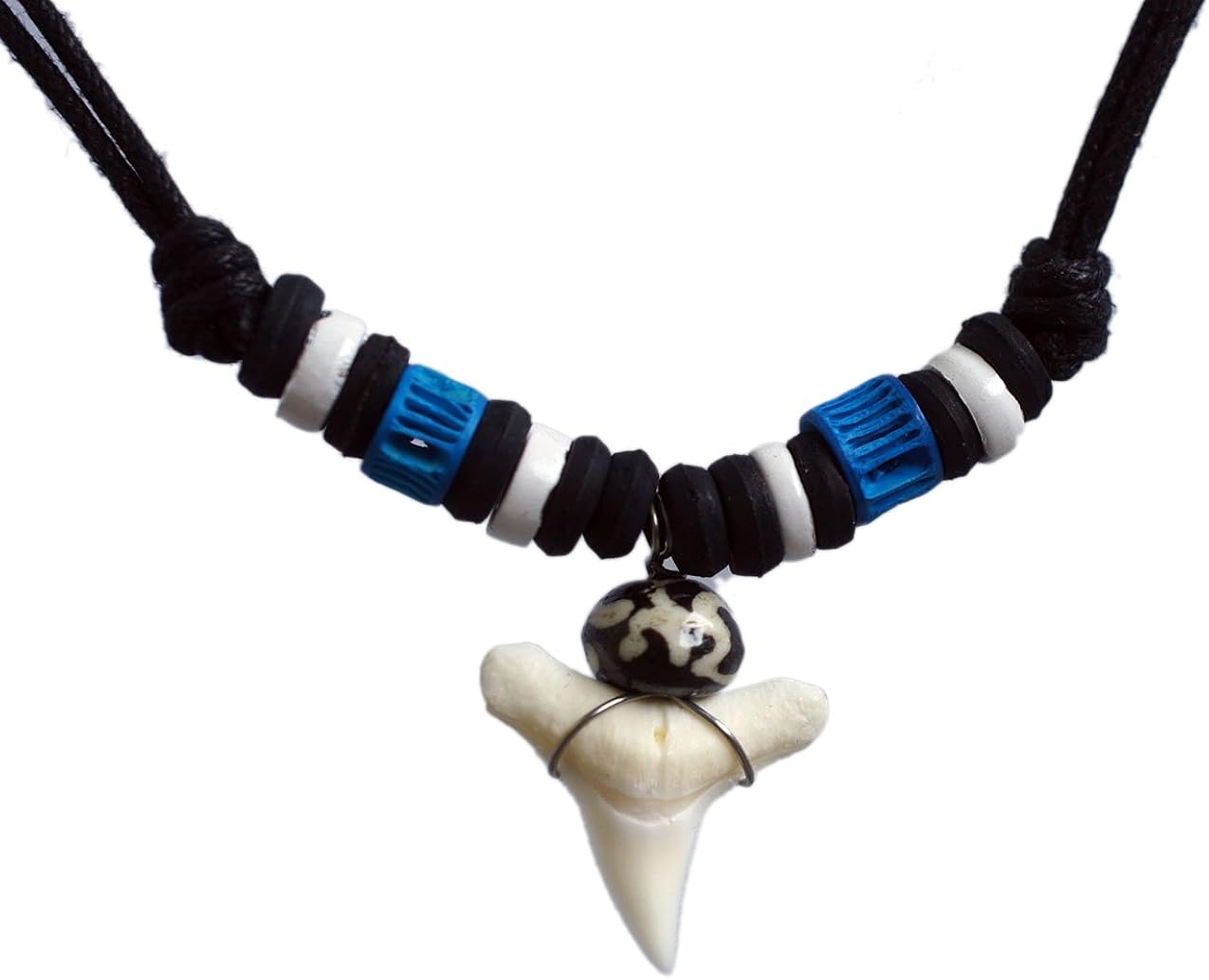 exoticdream Real Shark Tooth Necklace Surfer Hawaiian Beach - Color White Bone