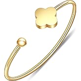 Yifnny Clover Bracelet Bangle for Women, Lucky Bracelet Friendship Bracelet Gold Clover Bracelets Open Bangle Jewelry Cuff Stainless Steel Bracelet Birthday Christmas Gifts for Women