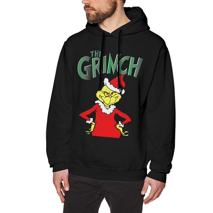 The Grinch Mens Long Sleeve Sweatshirts Man Hoodies 3XL Black at Amazon