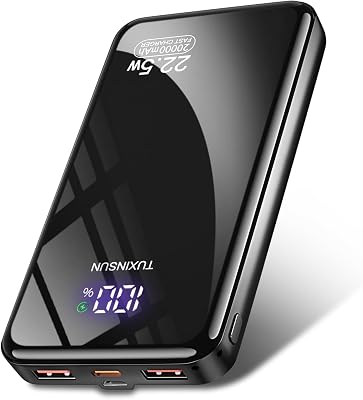 Power Bank 20000 mAh 22,5 W PD3.0 QC4.0, bateria externa para telemóvel com carregamento rápido PD20W, ecrã LCD, portas USB-C de entrada e saída, carregador portátil compatível com smartphones