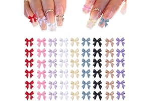 FURIMUK 200 Pcs Bow Nail Charms Colorful 3D Bowknot Nail Art Accessories for Acrylic Nails Cute Resin Butterfly DIY Manicure Decoration Tips, Nail Art Crafts