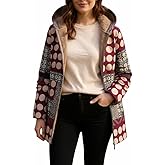 BAIREG Womens Boho Fuzzy Fleece Lined Loose Quilted Jackets Casual Plus Size Lightweight Zip Up Coats Fall Winter Outerwear