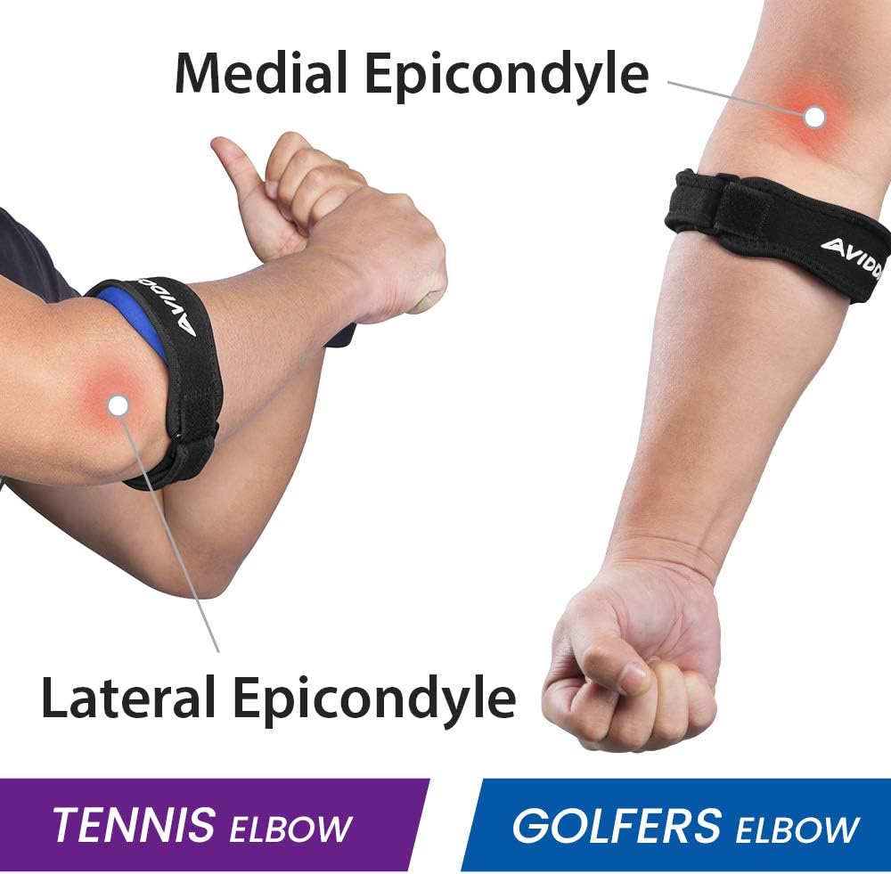 AVIDDA Tennis Elbow Support Strap 2 Packs, Adjustable Elbow Brace with Compression Pad for Tennis Elbow Golfers Elbow - Image 3
