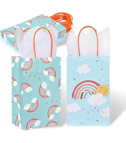 16 Bolsas De Fiesta De Arcoíris Para Suministros De Fiesta De Cumpleaños De Arcoíris, Bolsas De Regalo De Arcoíris Con Asas, Bolsas De Golosinas De Arcoíris, Bolsas De Dulces, Bolsas De