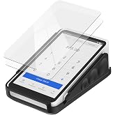 Rounkin Protective Case and Screen Protector for Square Terminal, Plastic Protective Hard Case Anti-Slip Grip Design, Anti-Scratch Tempered Glass Screen Protector(Black)