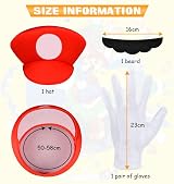 Aomig Mario Costumes 4 Pack Cosplay Accessories Kit Bodysuit Hat Mustache Gloves view 4