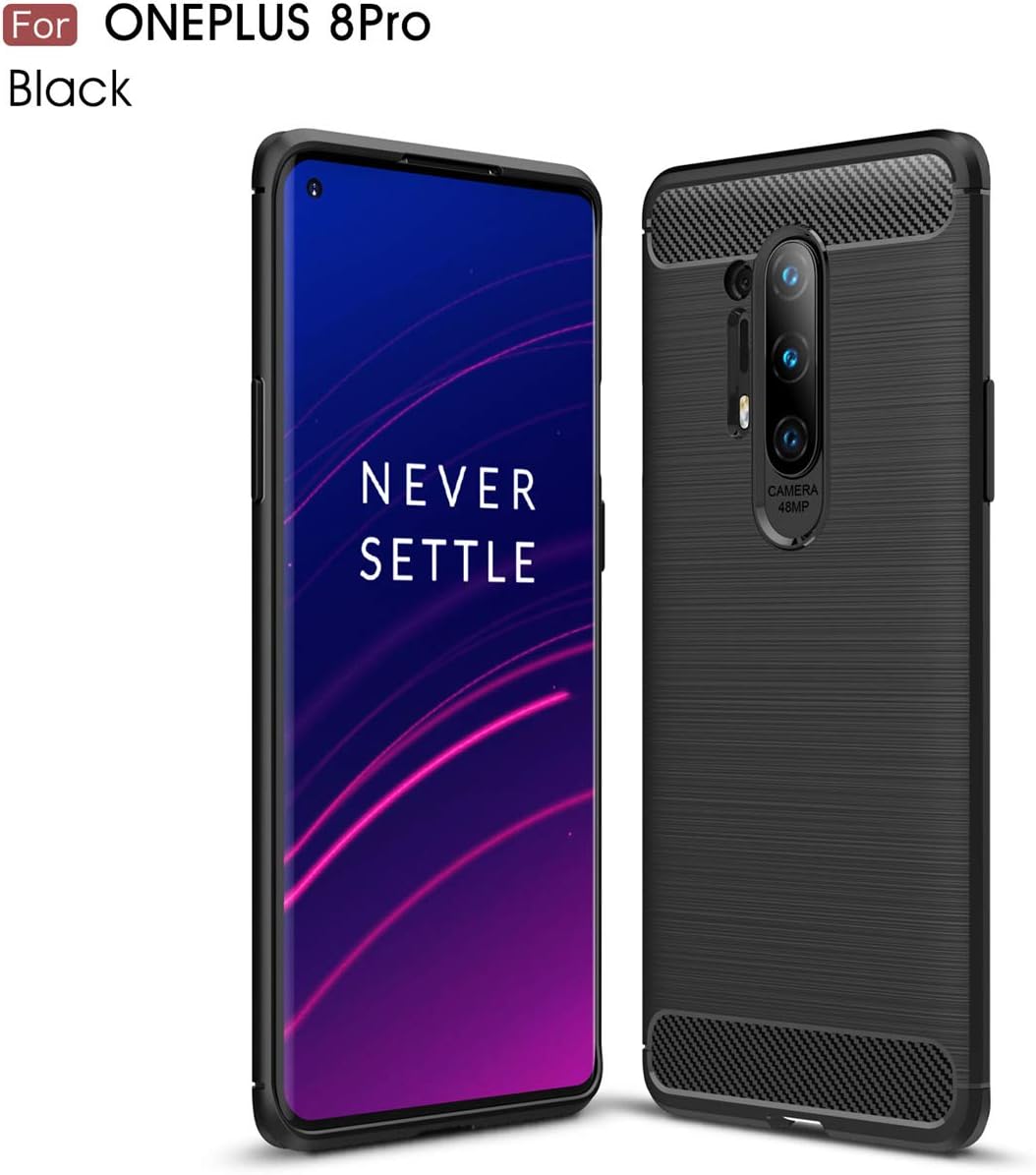 OnePlus 8 Pro Case,Silicone soft Cover,Shockproof Protection,durable Ultra thin Carbon fiber case,For OnePlus 8 Pro (Black)
