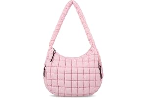 IZUZTA Quilted Puffer Tote Bag for Women - Large Crossbody Bag, Lightweight Nylon Puffy Carryall Hobo Puff Shoulder Bag