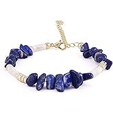 TAGREVO Natural Crystal Raw Stone Bead Bracelet, 14K Gold Plated & Pearl Spacer Jewelry for Women, Handmade Chakra Design Birthday & Christmas Gift