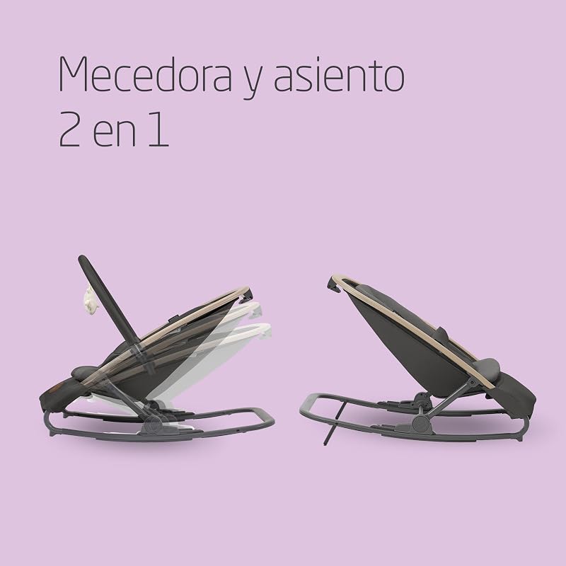 Kori, Hamaca Bebé 2 en 1 con arco de juegos, 0-2 años, máx.15 kg, Balancín bebé, 3 posiciones de reclinación una sola mano, Ligera y compacta, Arnés Easy-in, Eco Care, color Beyond Graphite