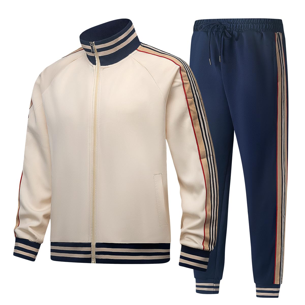 Photo 1 of ***MISSING BOTTOMS***PYALT Men’s Tracksuits 2 Piece Set - Full-Zip Velour Sweatsuit for Casual Training or Outdoor - Available in Blue Khaki and Black XXL