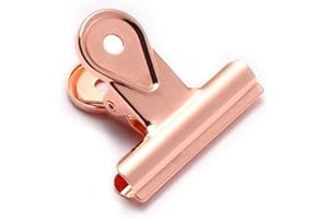SIAMESE Bulldog Clips, 4 Pcs Binder Clips for Office & Kitchen, Multi-Purpose Binder and Food Bag Clamps for Sealing, Storage, Hanging (Rose Gold)