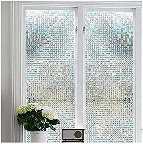 Becry Mosaic Window Film Non Adhesive Frosted Privacy Window Film Self Static Cling Vinly Window Film for Bathroom Office Home,35.5-by-78.7 Inches(90 x 200CM)
