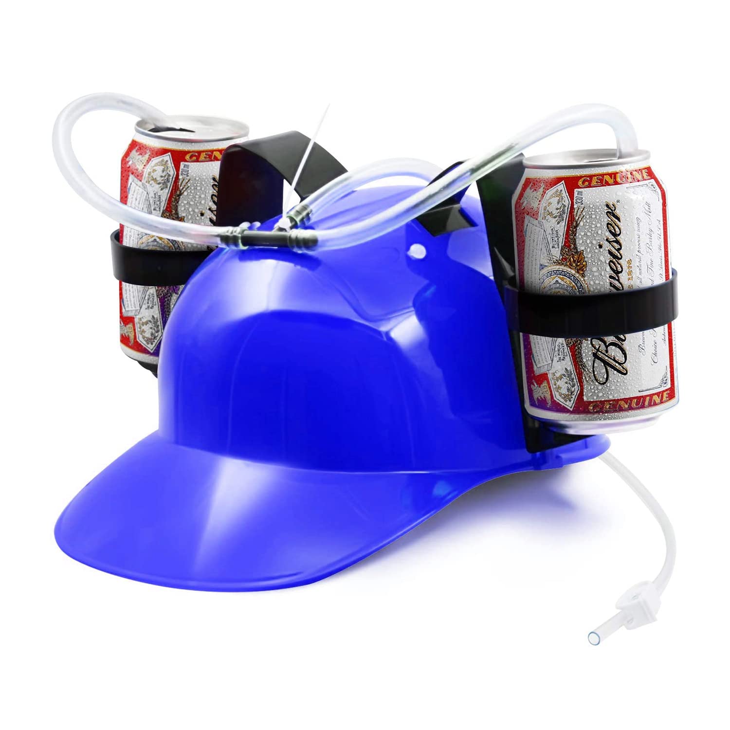 BeerHelmet® Blue Beer Hat | Anti-Thirst Hat | Premium Quality | 2 Drink Holders with Reusable Built-In Straws | Adjustable Size | Drinking Game | Created and Developed by OriginalCup®