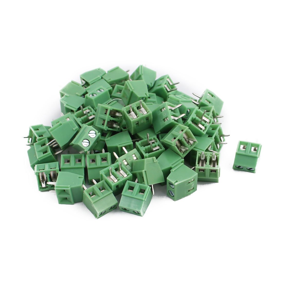 Sourcingmap 50Pcs KF128 AC300V 10A 2P 3.81mm Pitch Screw Type PCB Terminal Blocks Connector Green