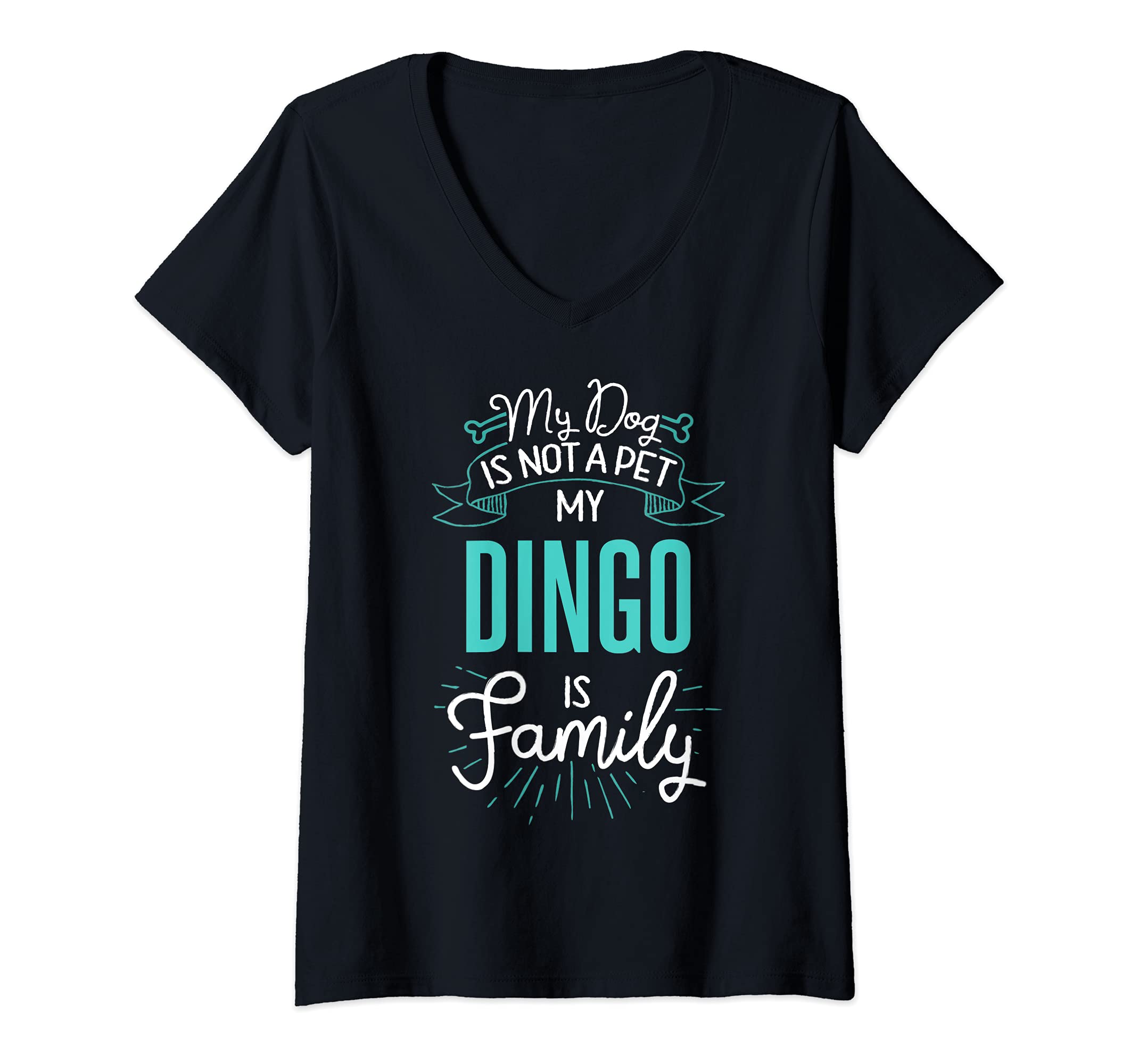 Womens Cute Dingo Design Family Dog Giftn V-Neck T-Shirt