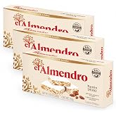 El Almendro Turrones, Turron Duro Nougat Candy, Crunchy Almond Torrone From Spain, Traditional Spanish Brittle, Dessert, Gluten Free, 3 Pack, 7.05 oz each.