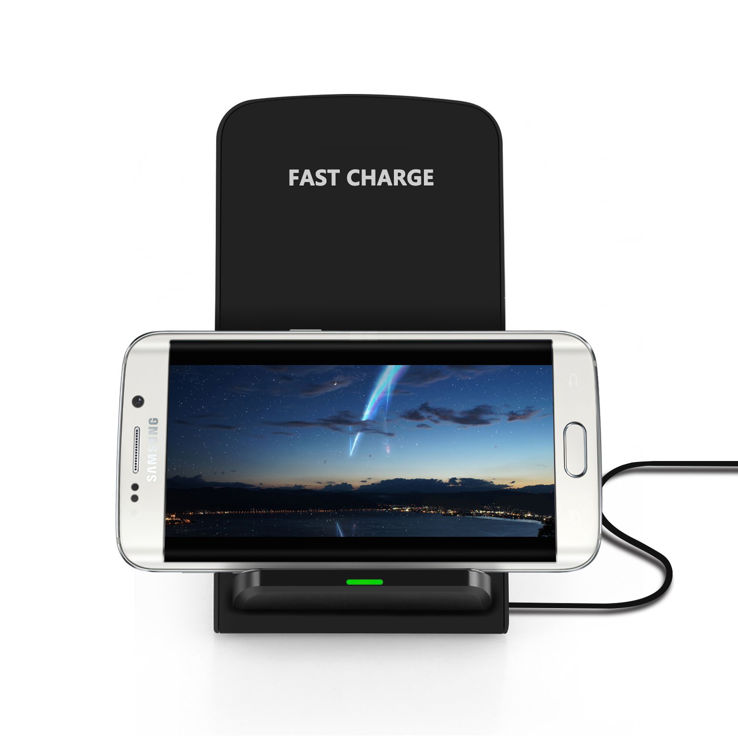 Moobom Fast Wireless Ladegerät, 2 Coil Qi Wireless Ladegerät für Samsung S7 / S7 Edge, S6 Edge Plus, Galaxy Note 5 und andere Qi-Enabled Geräte